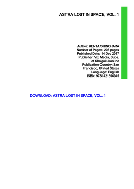 {Download PDF} Astra Lost in Space, Vol. 1