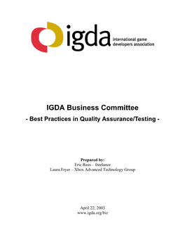 Best Practices in Quality Assurance/Testing