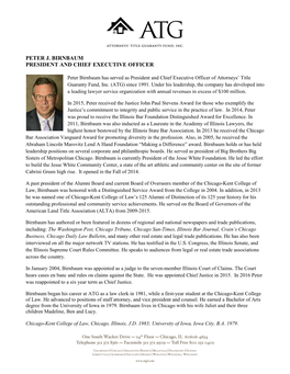 Peter J. Birnbaum President and Chief Executive Officer