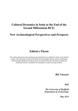 Cultural Dynamics in Ionia at the End of the Second Millennium BCE