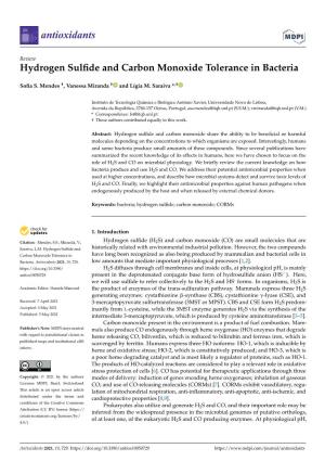 Hydrogen Sulfide and Carbon Monoxide Tolerance in Bacteria