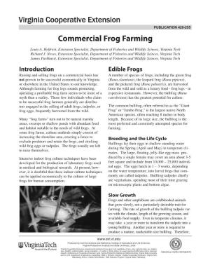 Commercial Frog Farming