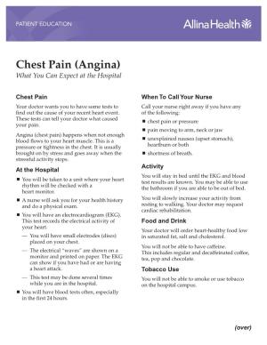 Chest Pain (Angina) What You Can Expect at the Hospital