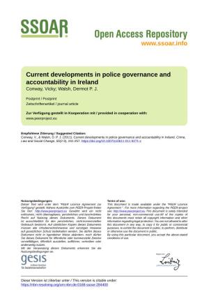 Current Developments in Police Governance and Accountability in Ireland Conway, Vicky; Walsh, Dermot P