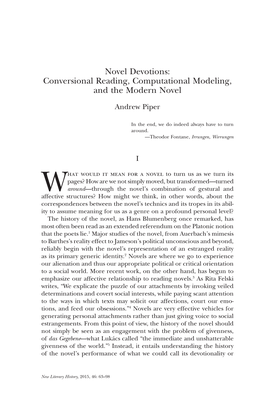 Novel Devotions: Conversional Reading, Computational Modeling, and the Modern Novel