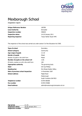 Mexborough School Inspection Report
