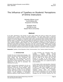 The Influence of Typeface on Students' Perceptions of Online Instructors
