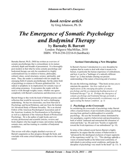 The Emergence of Somatic Psychology and Bodymind Therapy by Barnaby B