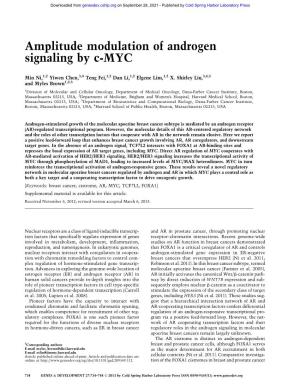 Amplitude Modulation of Androgen Signaling by C-MYC