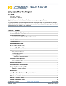 Compressed Gas Use Program