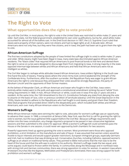 Right to Vote Source Set Teaching Guide