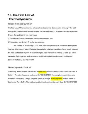 16. the First Law of Thermodynamics