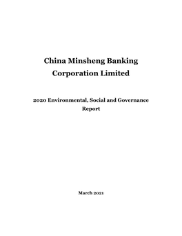 China Minsheng Banking Corp., Ltd. 2020 Environmental, Social And