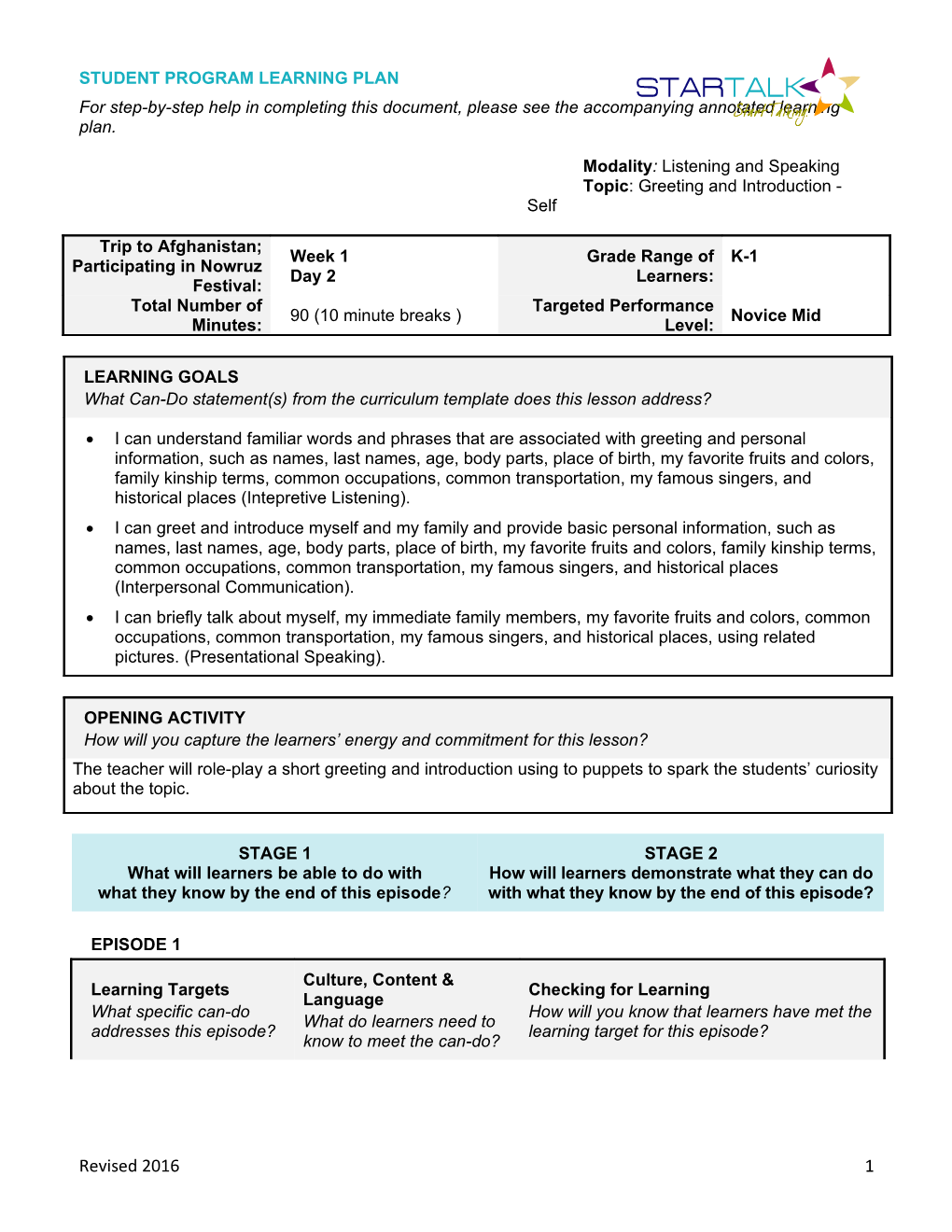 Modality: Listening and Speaking s2