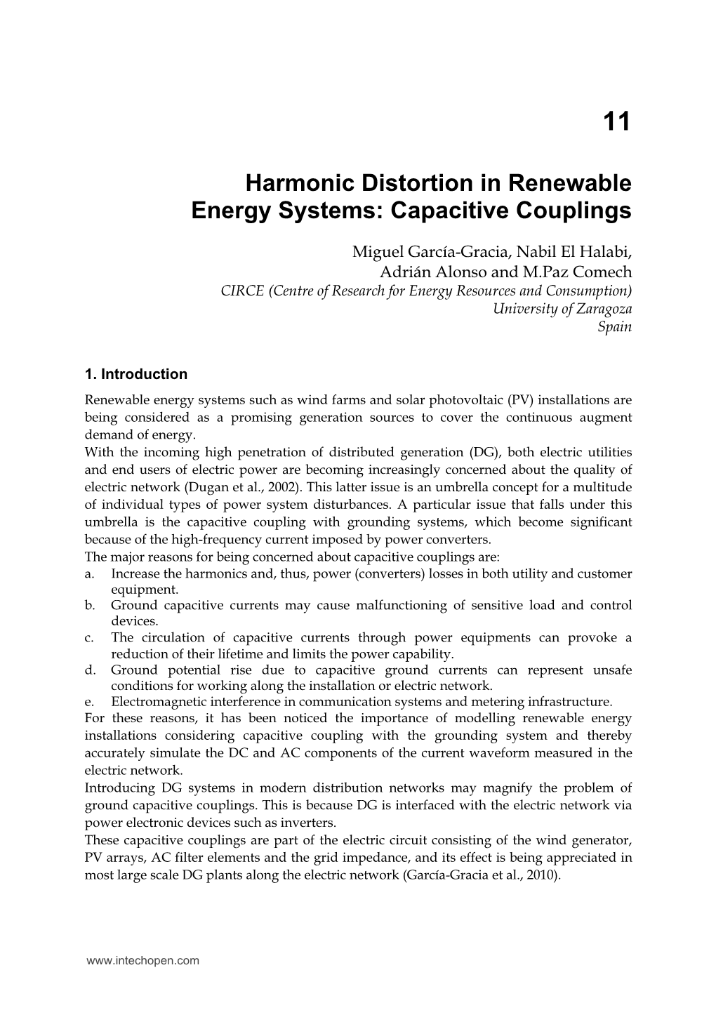 Harmonic Distortion in Renewable Energy Systems: Capacitive Couplings