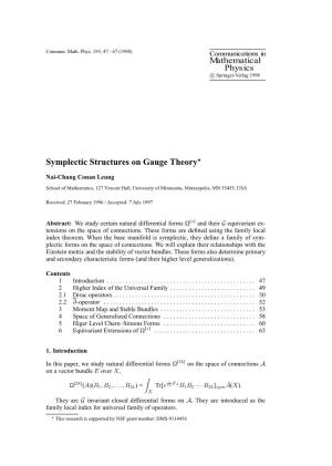 Symplectic Structures on Gauge Theory?