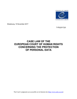 Case Law of the European Court of Human Rights Concerning the Protection of Personal Data