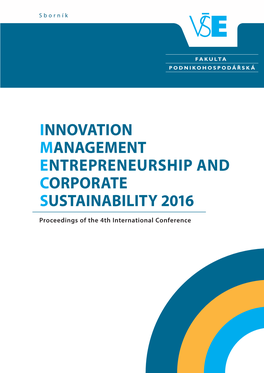 Innovation Management Entrepreneurship and Corporate Sustainability 2016