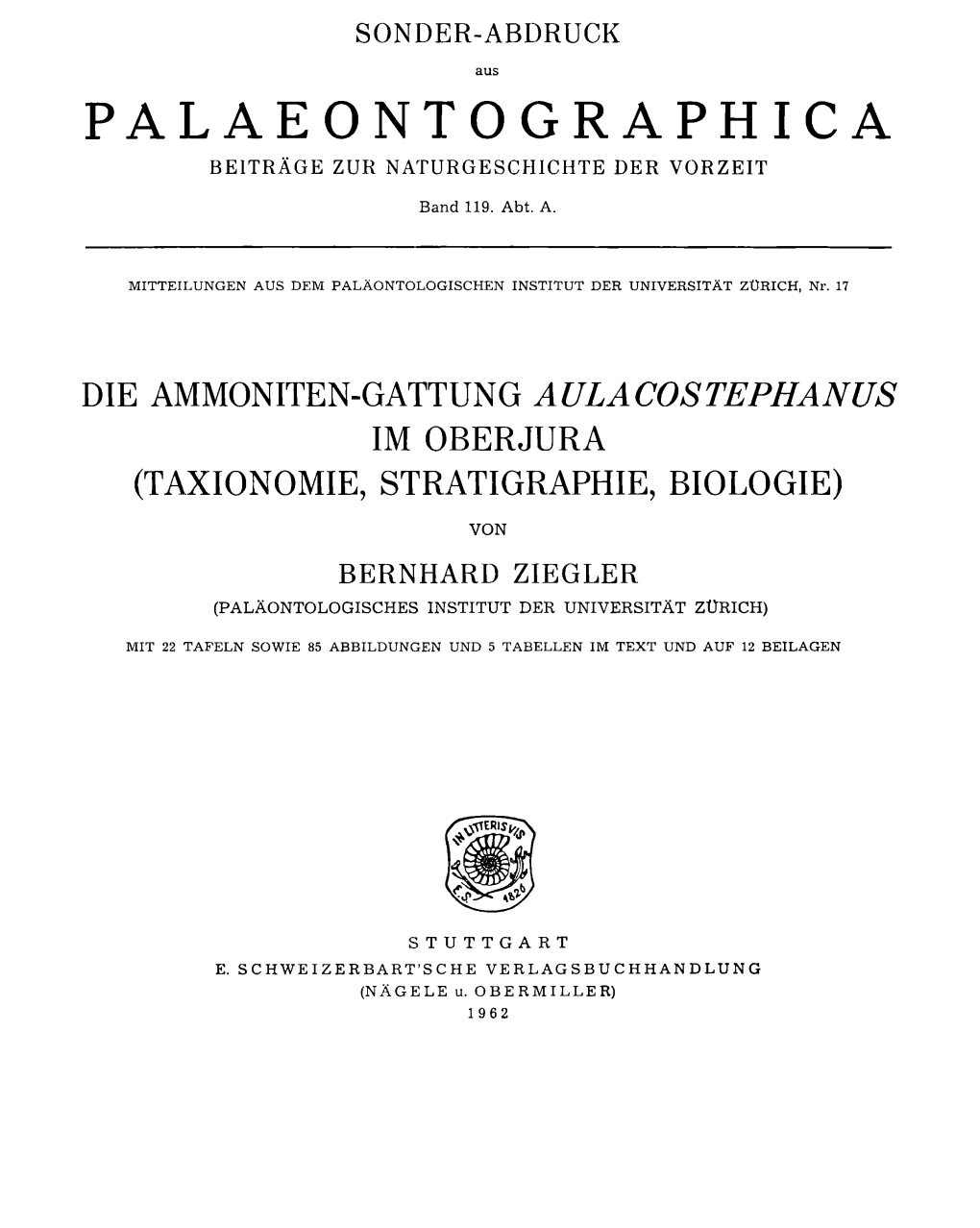 Aulacostephanus Im Oberjura (Taxionomie, Stratigraphie, Biologie)