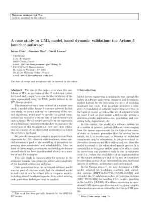 A Case Study in UML Model-Based Dynamic Validation: the Ariane-5 Launcher Software?