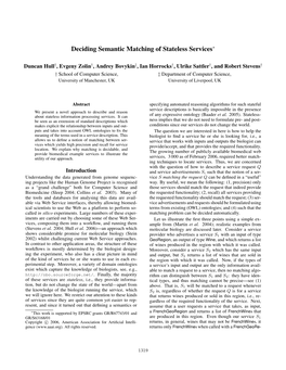 Deciding Semantic Matching of Stateless Services∗