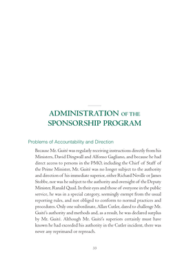 Administration of the Sponsorship Program