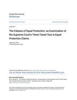 An Examination of the Supreme Court's Three-Tiered Test in Equal Protection Claims