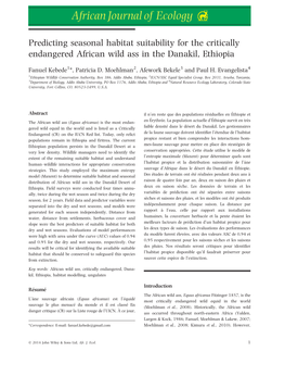 Predicting Seasonal Habitat Suitability for the Critically Endangered African Wild Ass in the Danakil, Ethiopia
