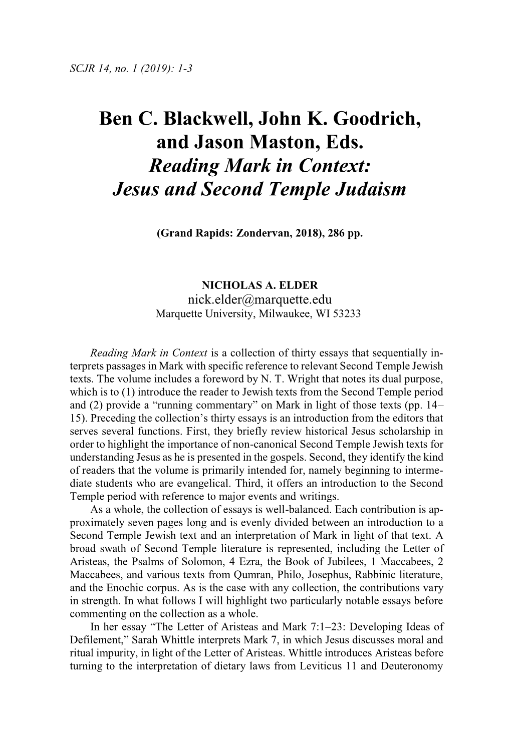 Jesus and Second Temple Judaism