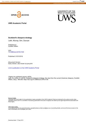 UWS Academic Portal Scotland's Diaspora Strategy Leith