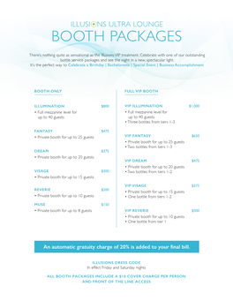 Be a VIP with an Illusions Booth Package
