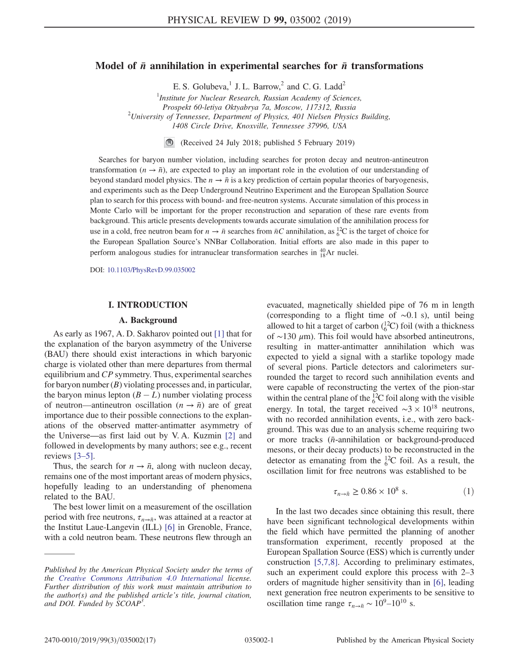 Model of N¯ Annihilation in Experimental Searches for N¯ Transformations