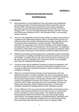 APPENDIX a Settlement Policy Boundary Review Draft Methodology 1