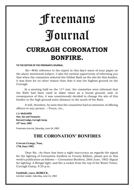 Freemans Journal CURRAGH CORONATION BONFIRE