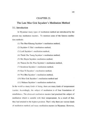 (3) the Late Moe Gok Sayadaw's Meditation Method 3.1. Introduction
