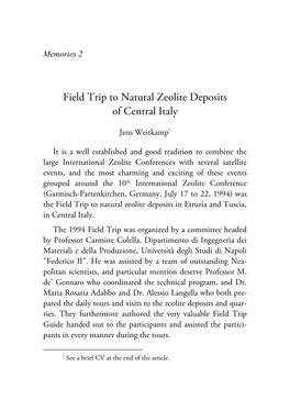 Jens Weitkamp, "Field Trip to Natural Zeolite Deposits of Central Italy"