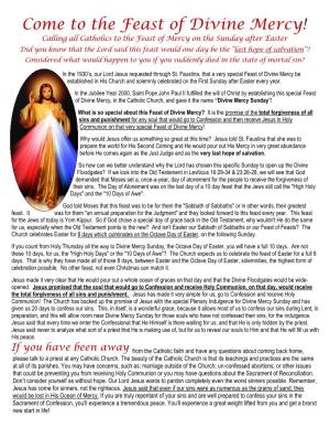 Come to the Feast of Divine Mercy!