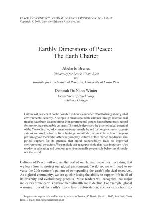 Earthly Dimensions of Peace: the Earth Charter