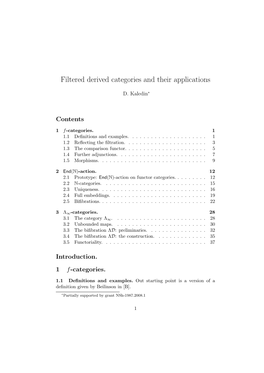 Filtered Derived Categories and Their Applications