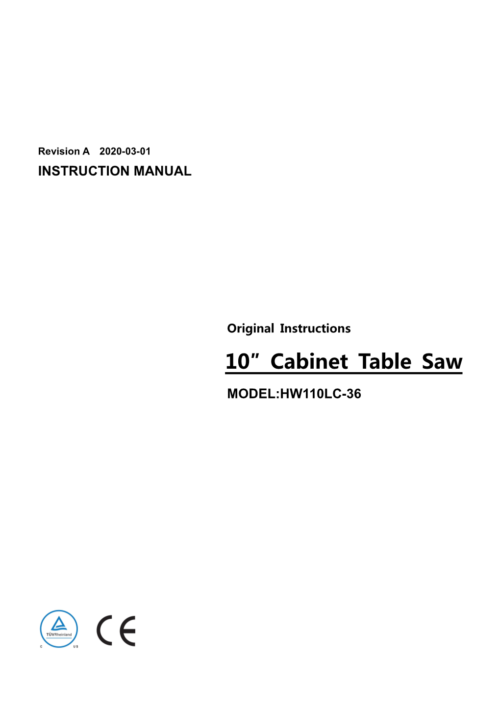 10″ Cabinet Table Saw