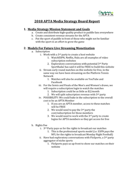 2018 APTA Media Strategy Board Report