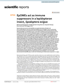 Epomes Act As Immune Suppressors in a Lepidopteran Insect