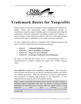 Trademark Basics for Nonprofits | July 2009
