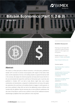 Bitcoin Economics (Part 1, 2 & 3)