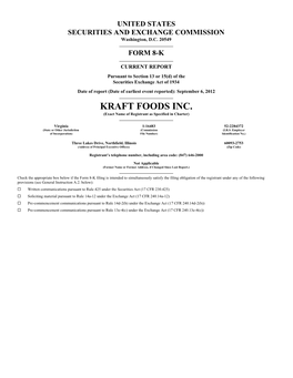 KRAFT FOODS INC. (Exact Name of Registrant As Specified in Charter)