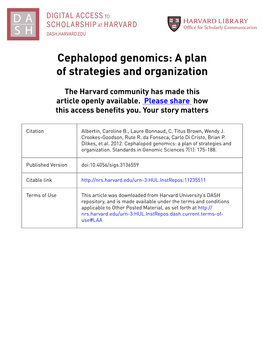 Cephalopod Genomics: a Plan of Strategies and Organization