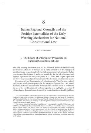 Italian Regional Councils and the Positive Externalities of the Early Warning Mechanism for National Constitutional Law