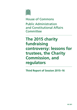 The 2015 Charity Fundraising Controversy: Lessons for Trustees, the Charity Commission, and Regulators