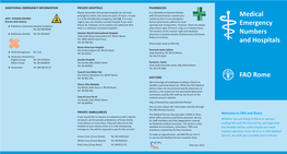 Medical Emergency Numbers and Hospitals FAO Rome