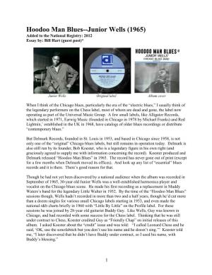 Hoodoo Man Blues--Junior Wells (1965) Added to the National Registry: 2012 Essay By: Bill Hart (Guest Post)*
